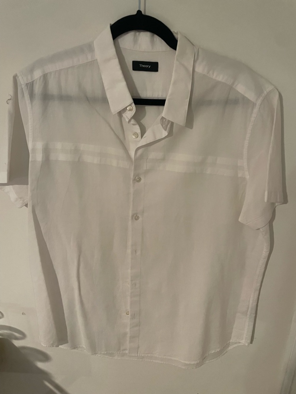 Theory White Short-Sleeve Button-Down Shirt